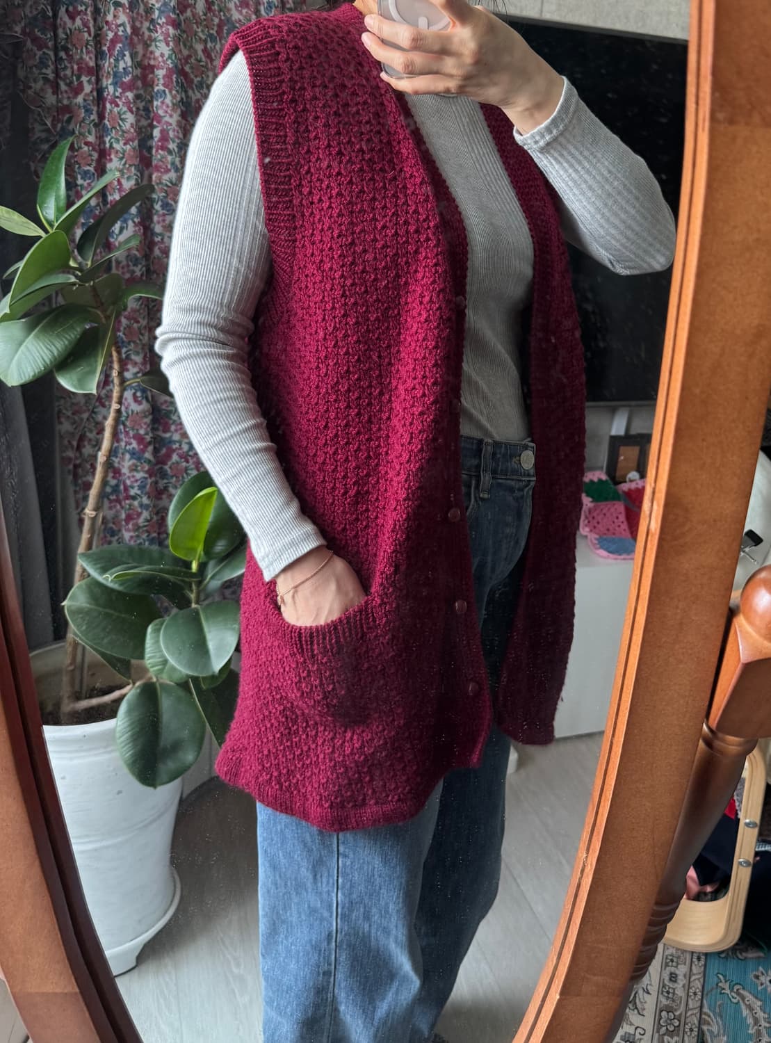 넘 예쁜 폭닥한 빈티지 니트 조끼 베스트 상품이미지4