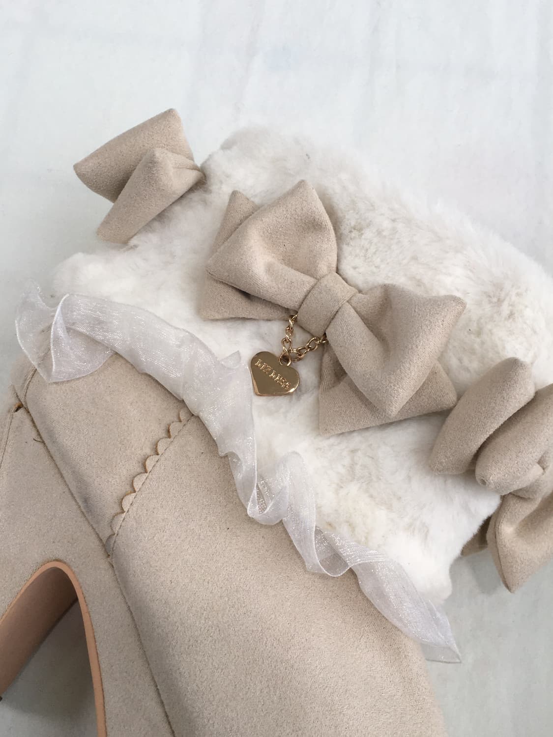 마지막 가격) 리즈리사 Liz Lisa 오네갸루 히메갸루 리본 퍼 부츠 상품이미지3