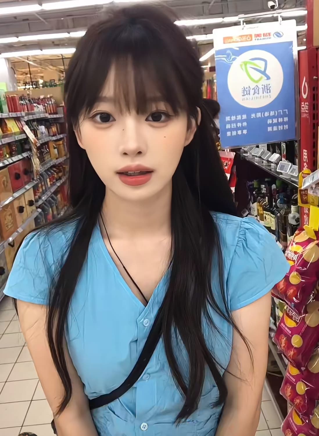 허니몽몽 착용 하늘 셔츠 상품이미지1