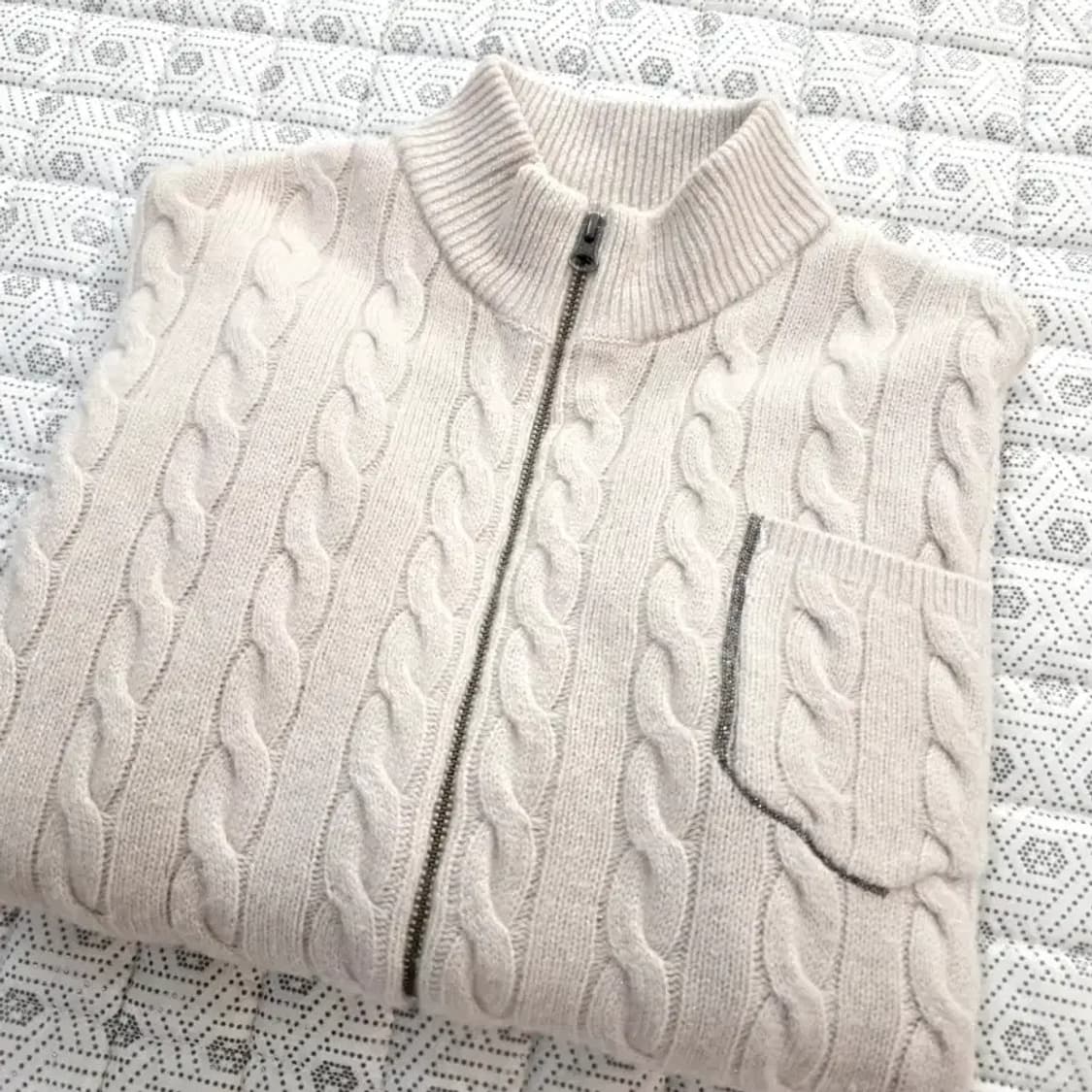 Brunello Cucinelli 캐시미어 꽈배기 집업 니트 95 상품이미지6