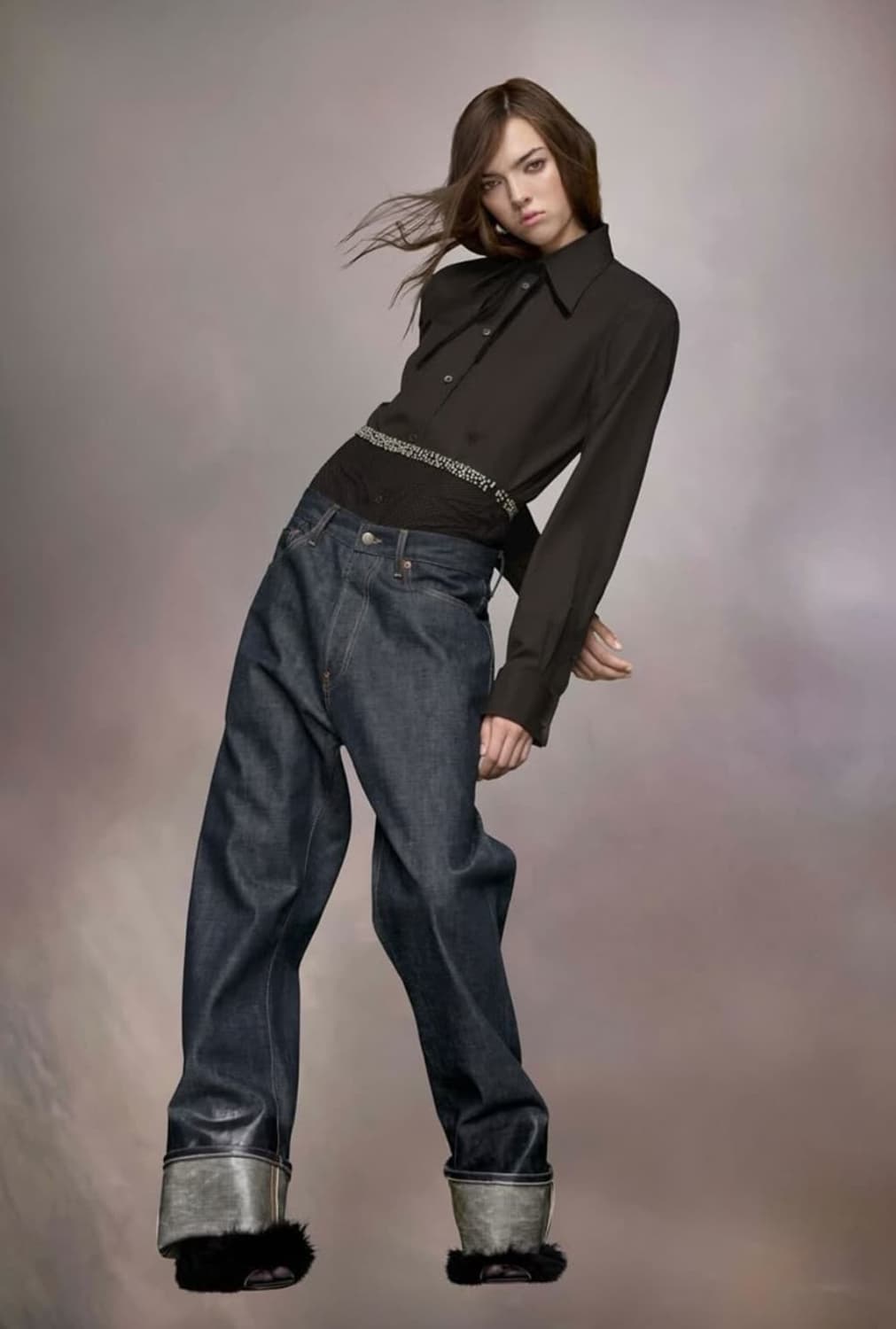 메종 마르지엘라 래커드 진 턴업헴 이펙트 셀비지 데님 인디고블루 상품이미지2