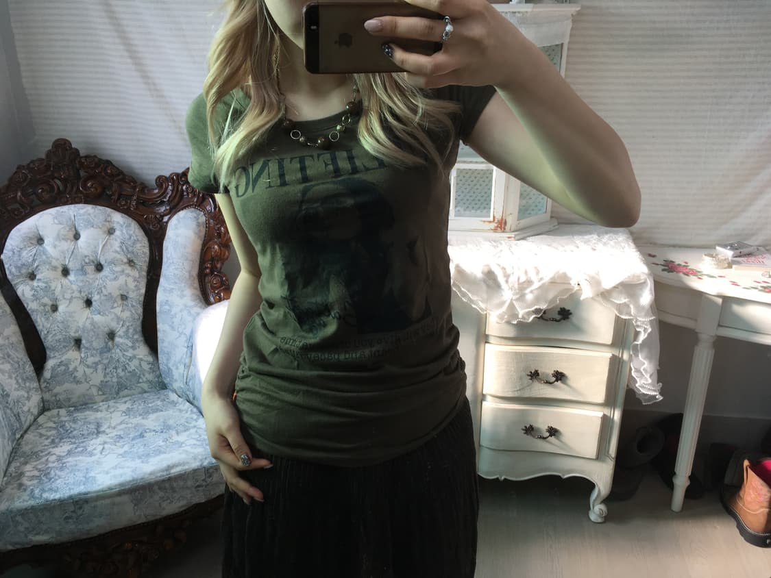 일본빈티지 갸루 펑크 딱붙핏 셔링 반팔 상품이미지2