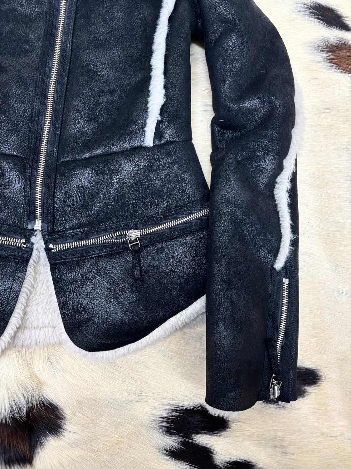 2000s Design Zip Detail Fur Trimming Sli 상품이미지7