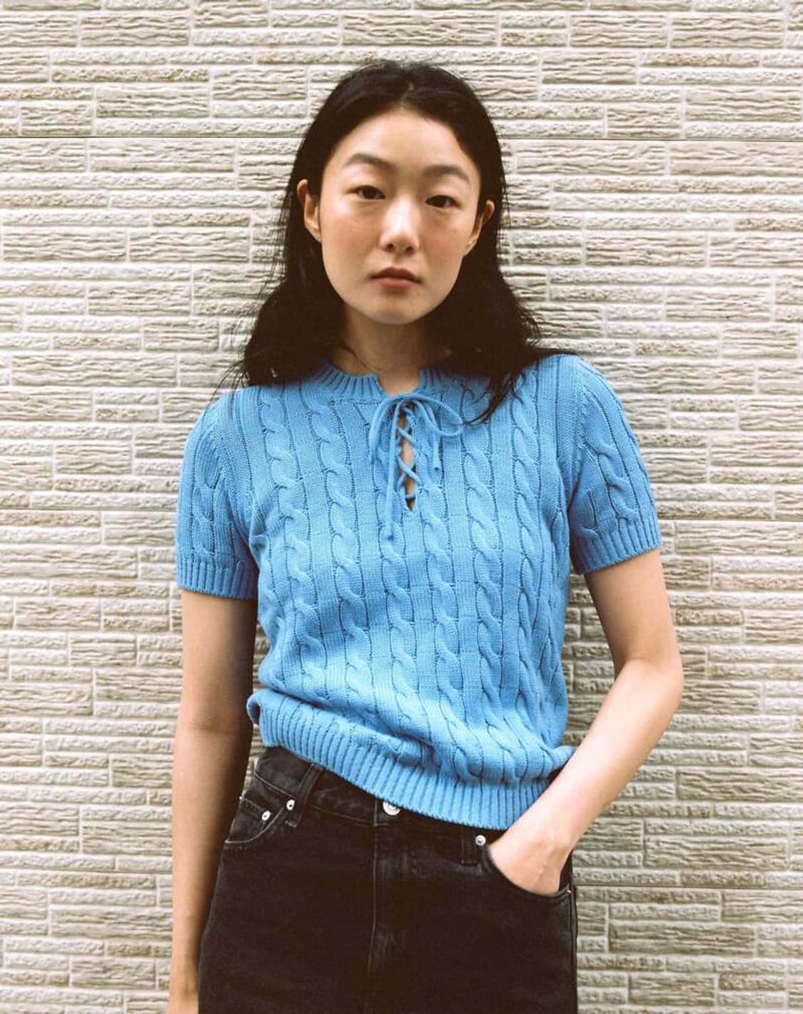 포니테일 
IVY Cable Ribbon Knit Top (BLUE) 상품이미지2