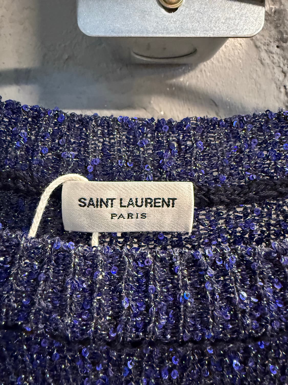 M 생로랑 SAINT LAURENT 파리 시퀸 글리터 니트 블루 상품이미지5
