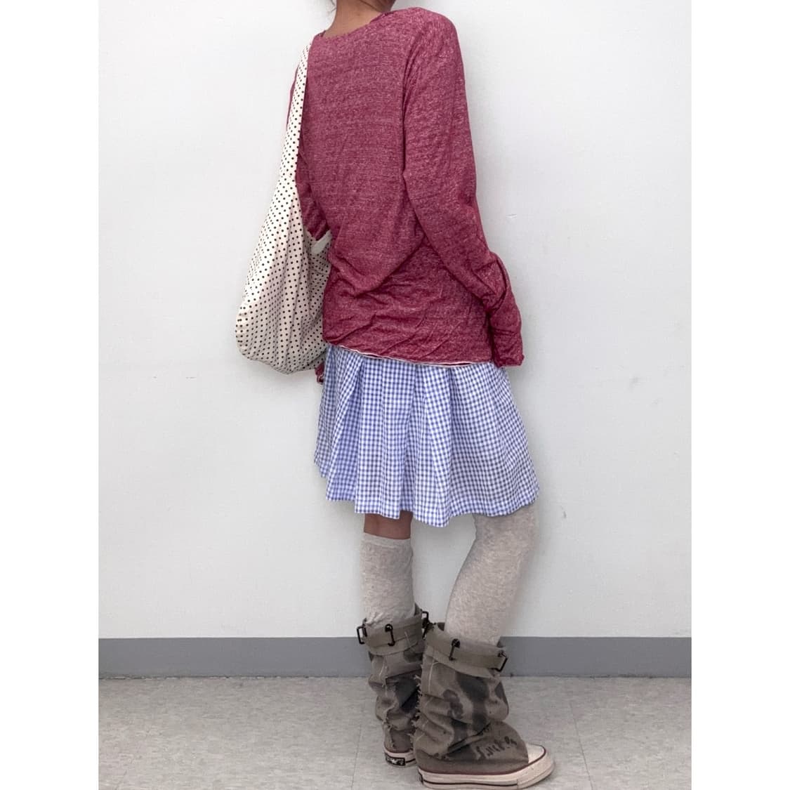 빈티지 블루 체크 스커트 상품이미지3