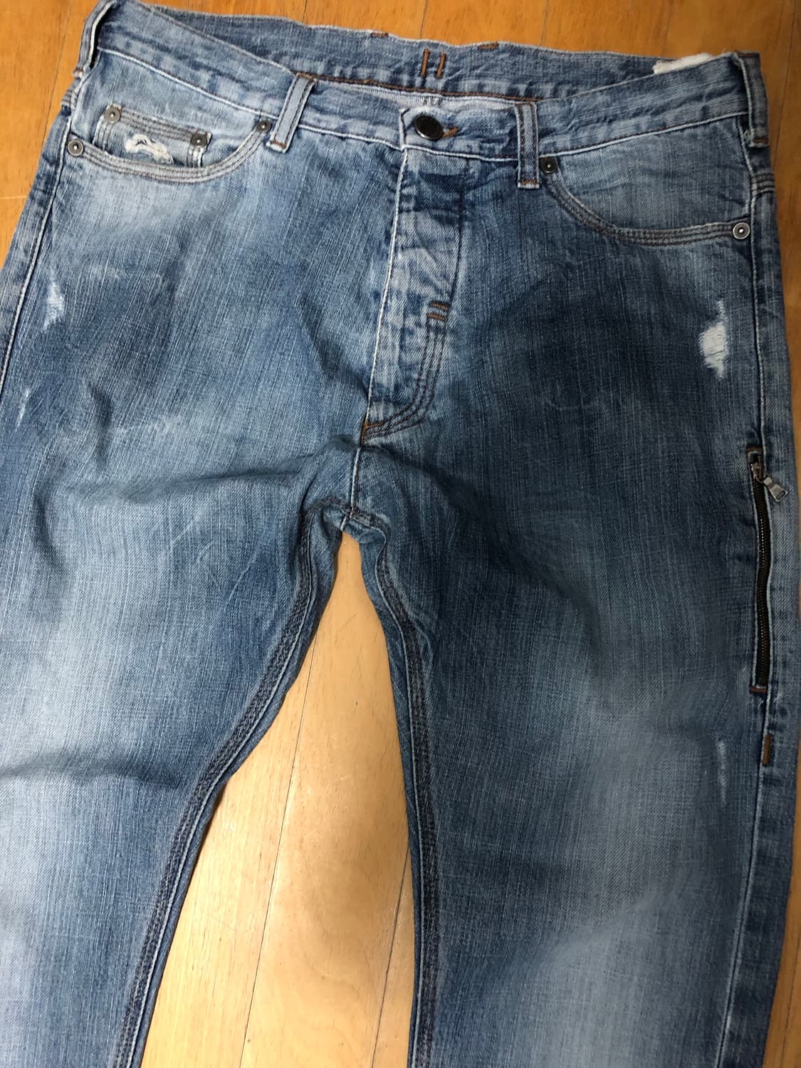 닐바렛 빈티지 워싱 데미지 지퍼 데님팬츠 31 상품이미지3