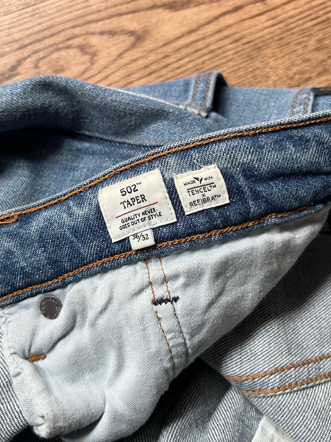 [36]리바이스 블루탭 502 빈티지 워싱 스트레치 셀비지 데님 팬츠 상품이미지6