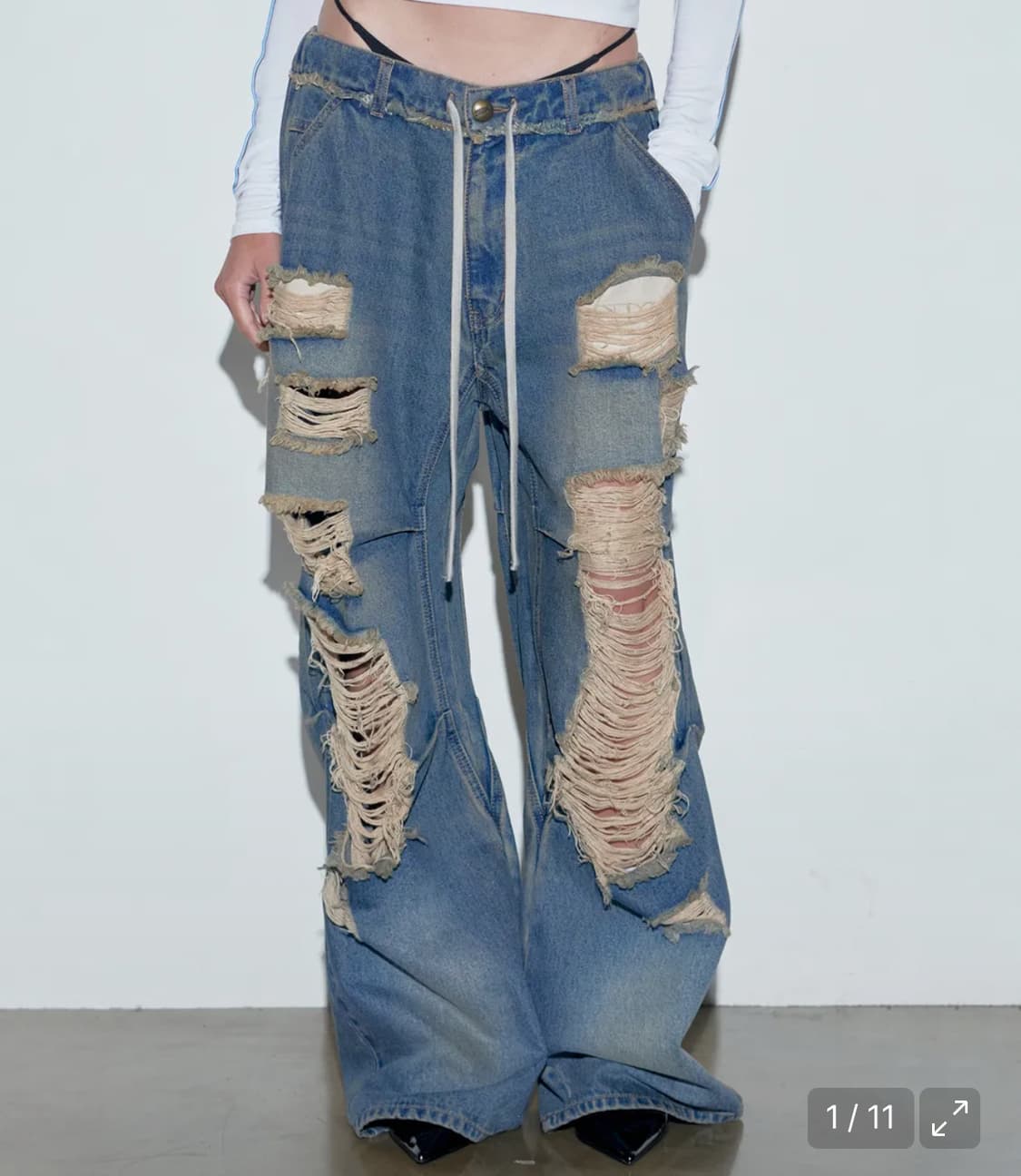 스컬프터 데미지 데님 팬츠 상품이미지1