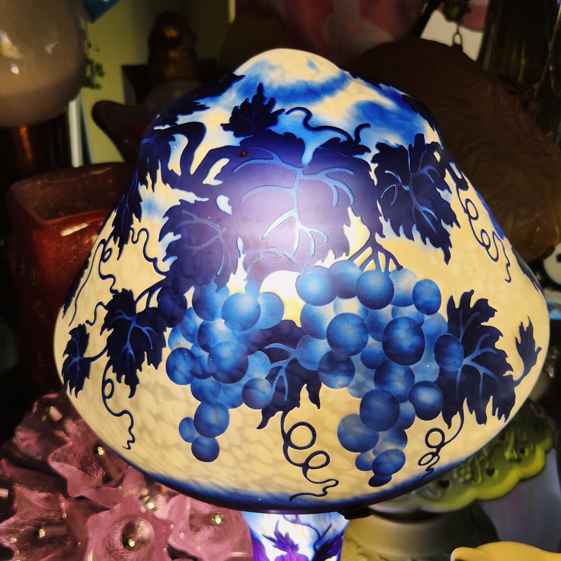 80s 엔틱 불투명 포도 나무 머쉬룸 스탠드 램프 상품이미지8