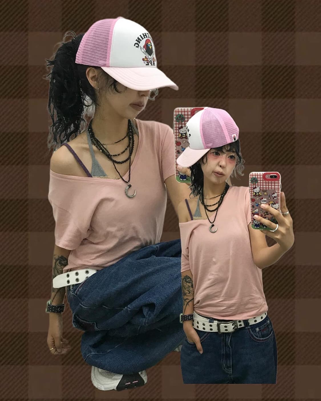 Pirate Bape Pink Mesh Cap 상품이미지1