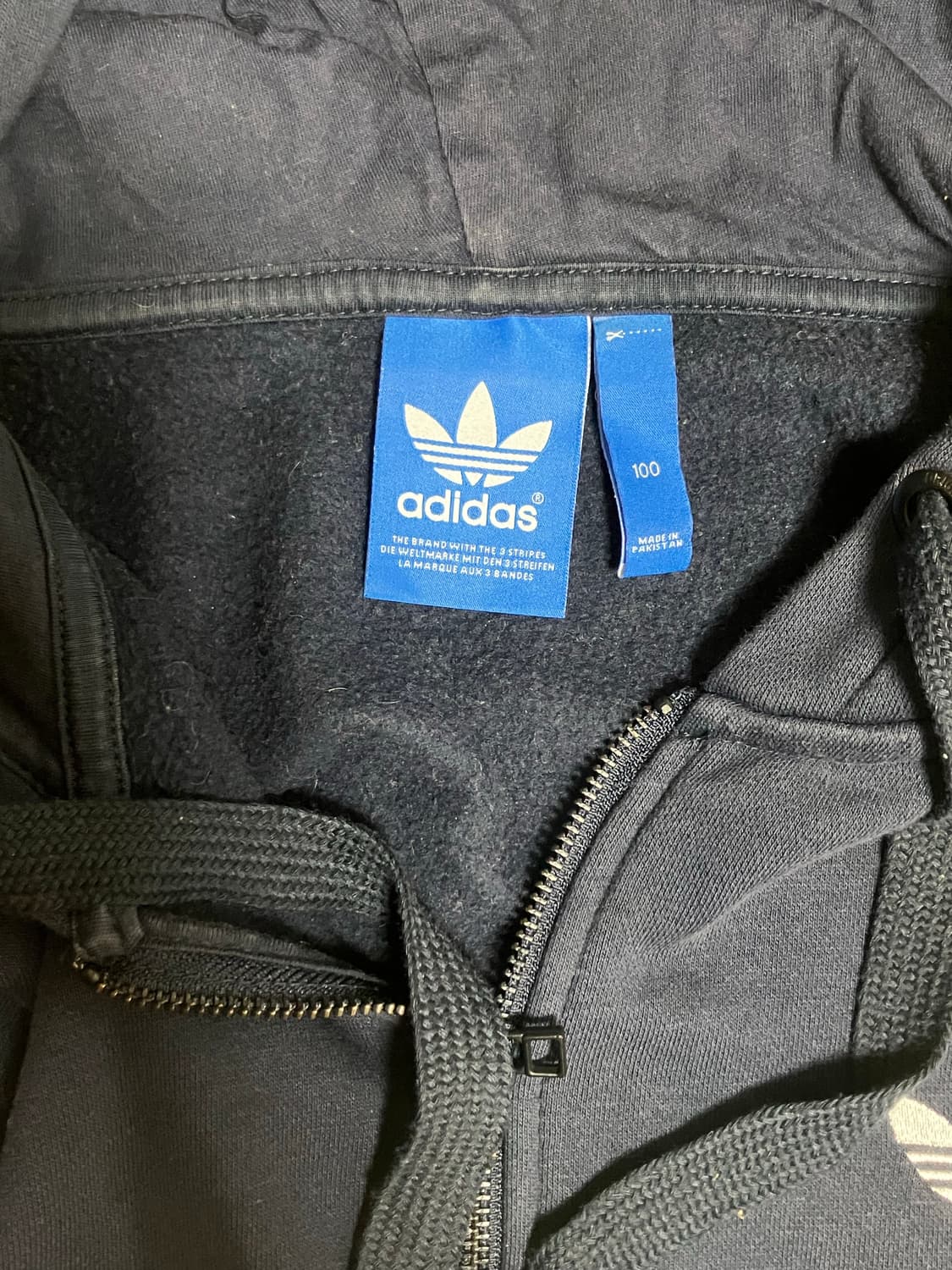 아디다스 올드스쿨 자수 네이비 후드 집업 상품이미지3