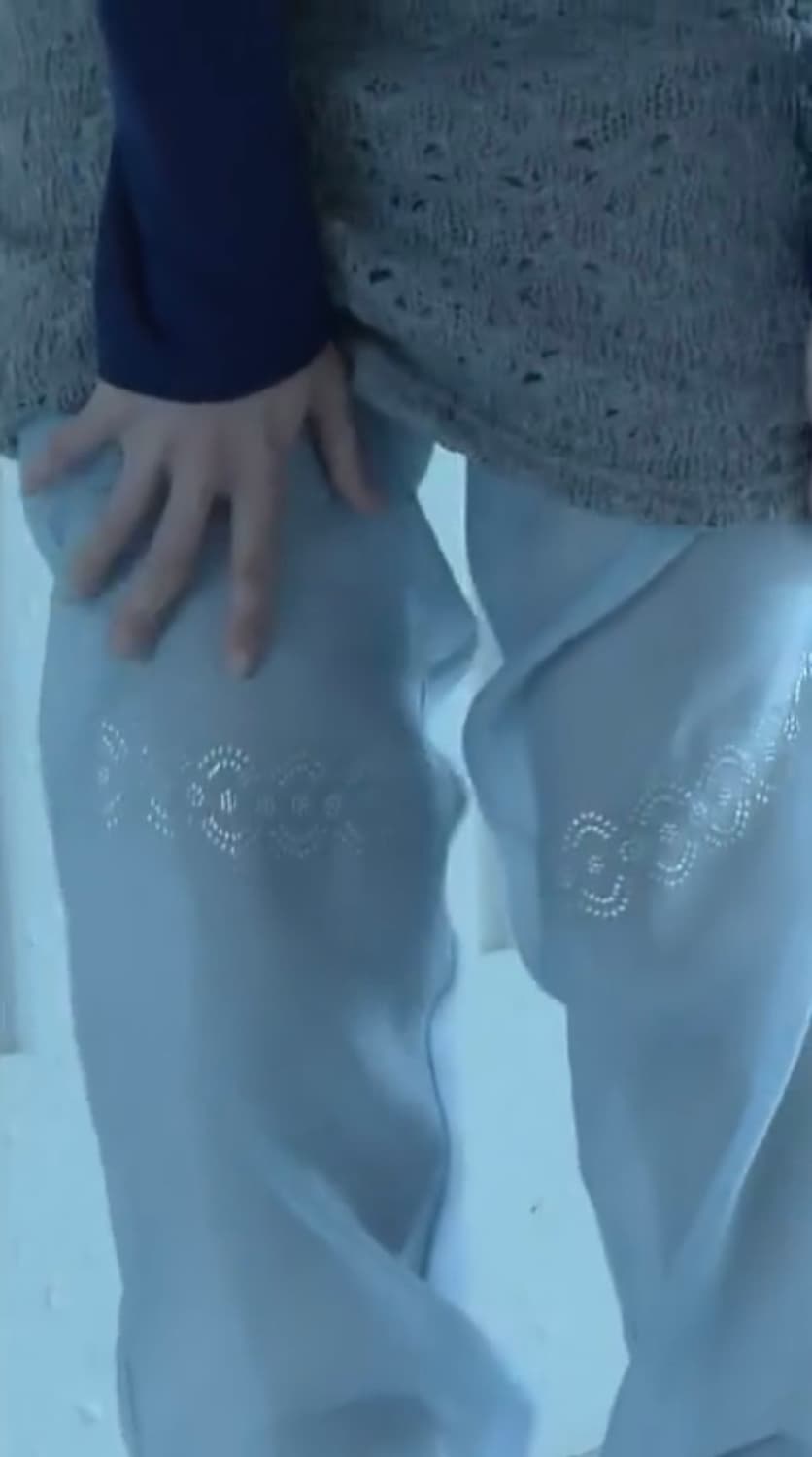 샵페어리 시스루 큐빅 팬츠 블루 faerie 상품이미지2