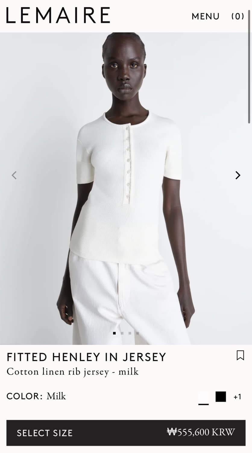 [XS,S,M]르메르 26ss FITTED HENLEY 헨리 니트/밀크 상품이미지5