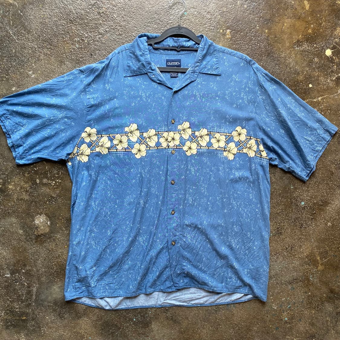 빈티지 블루 하와이안 반팔 셔츠 상품이미지1