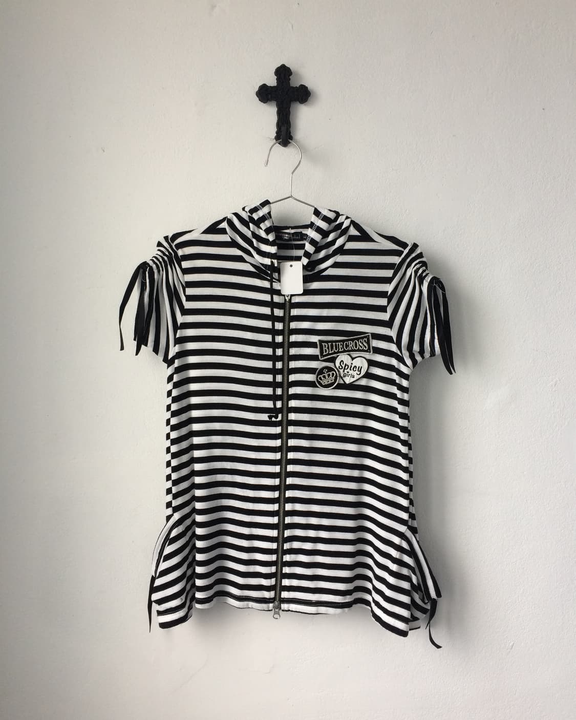 Shirring point stripe pattern hood zip u 상품이미지2