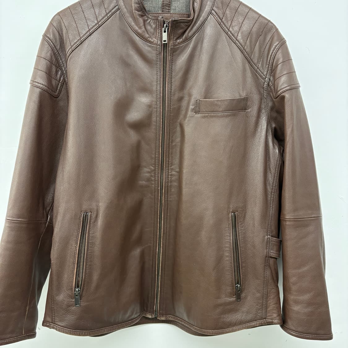 브라운 양가죽 자켓 라이더 스타일 남성 XL 상품이미지2