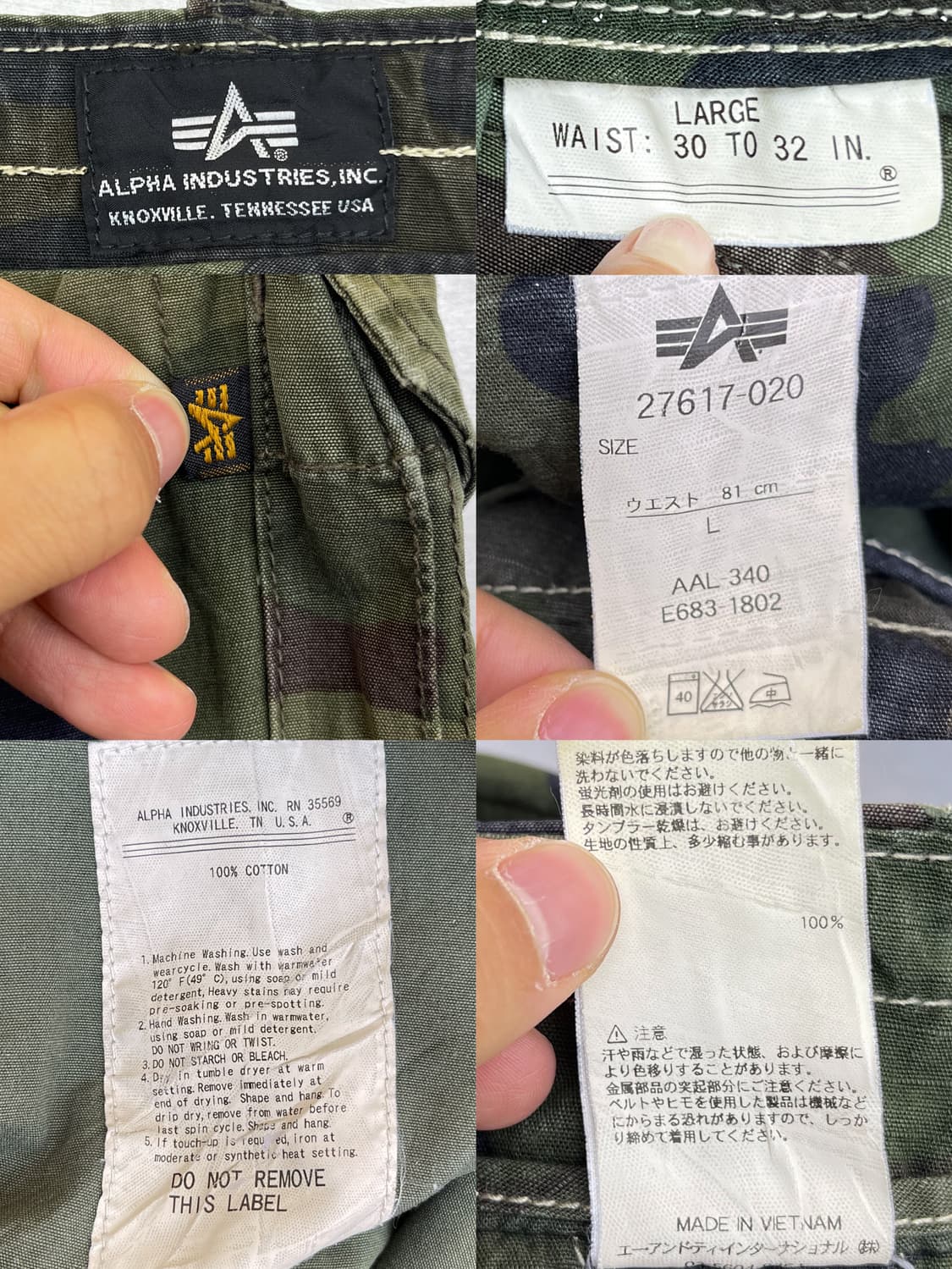 알파 인더스트리 밀리터리 카모 카고 팬츠 상품이미지10