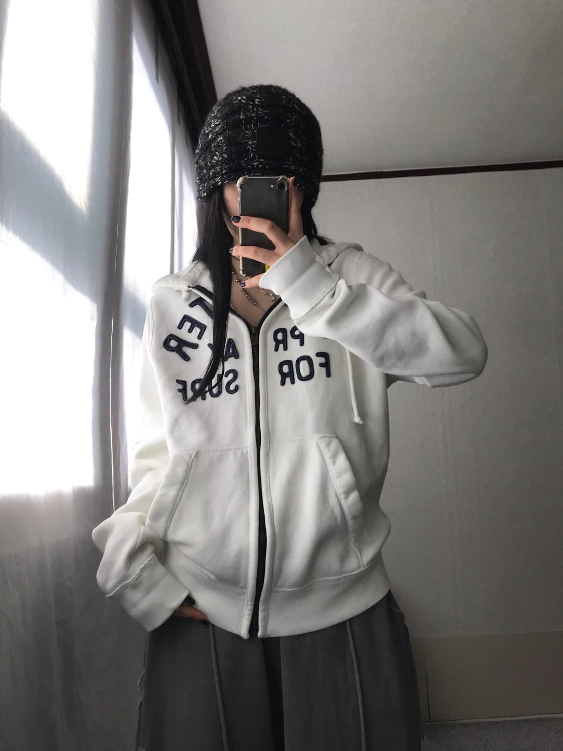 홀리스터 화이트 오버핏 후드집업 상품이미지6