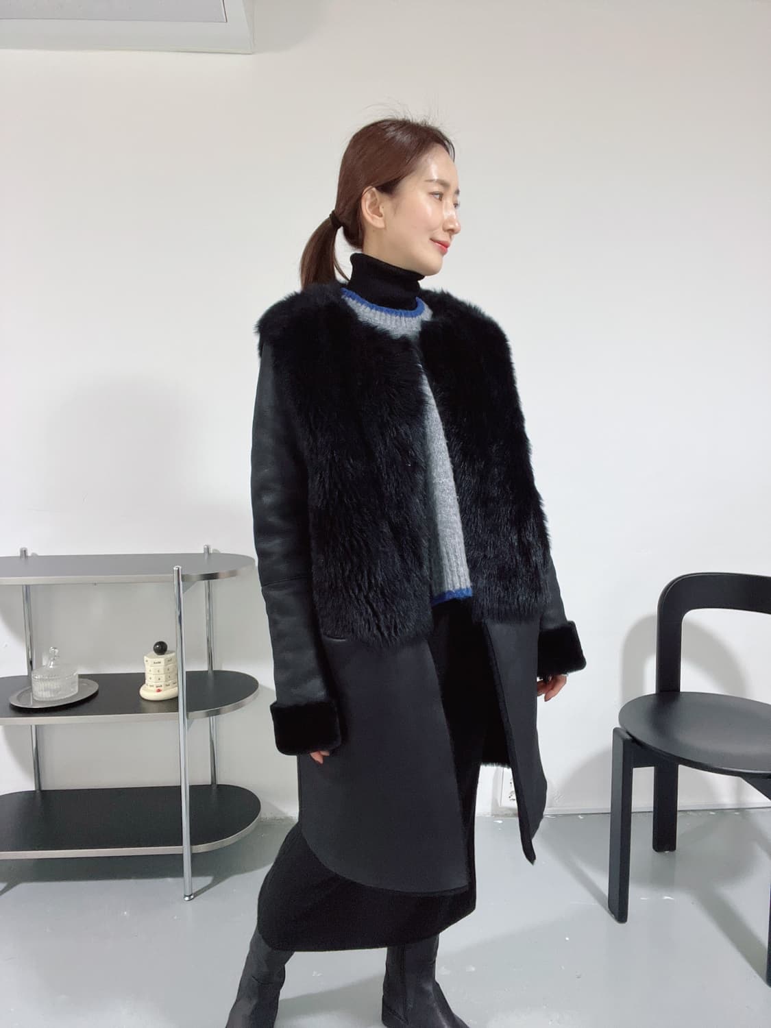 [44] 시슬리 앙가죽100% 무스탕 코트 상품이미지2