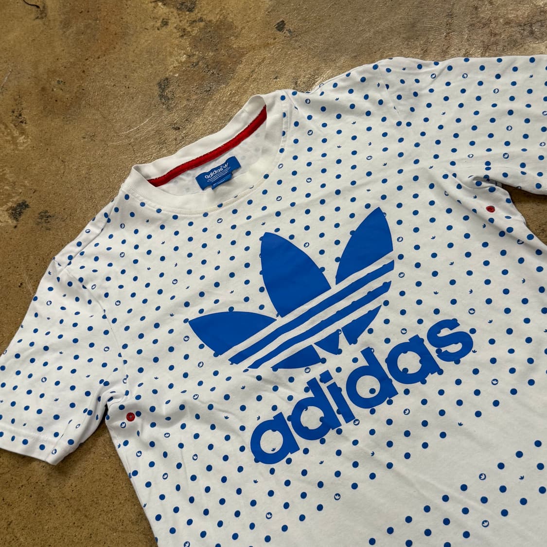 아디다스 흰파 화이트 도트 빅 파이어버드 로고 반팔 티 상품이미지2