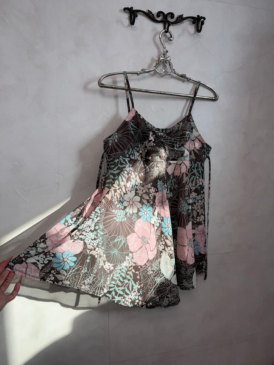 Pink brown oriental floral sleeveless  상품이미지3