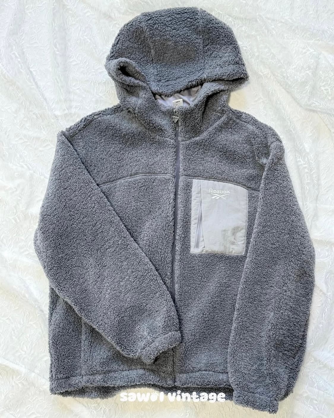 리복 하늘 그레이 후드 뽀글이 상품이미지1