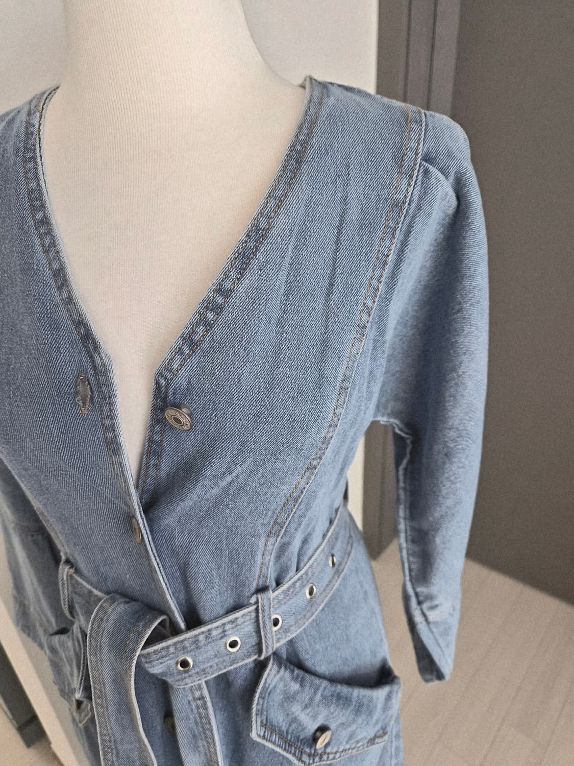 벨티드 롱 데님 원피스 & 아우터 (투웨이 연출 가능) 상품이미지4