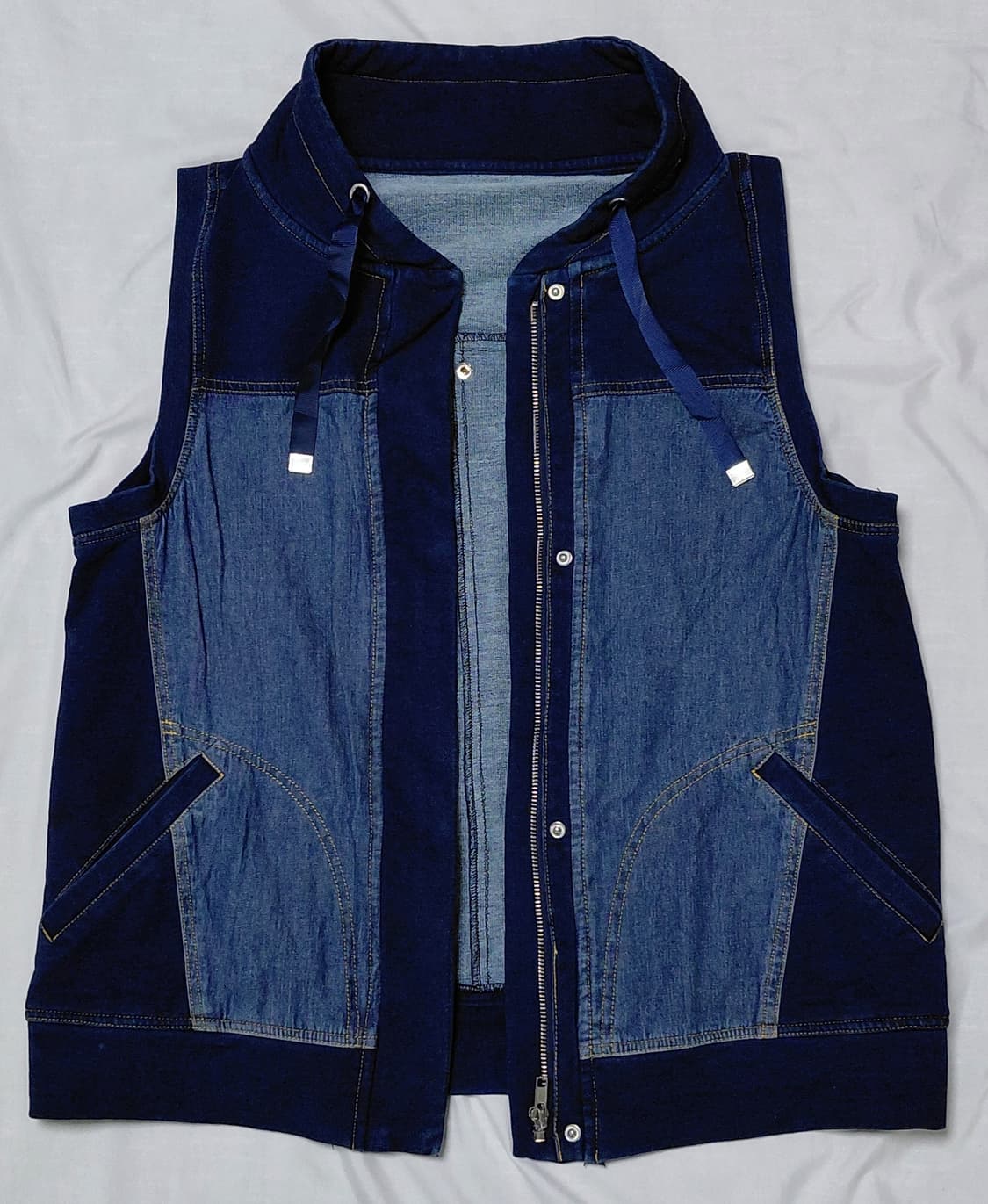 [M] RUE DE BAC(뤼 드 박) 데님 콤비 하이넥 베스트 상품이미지3