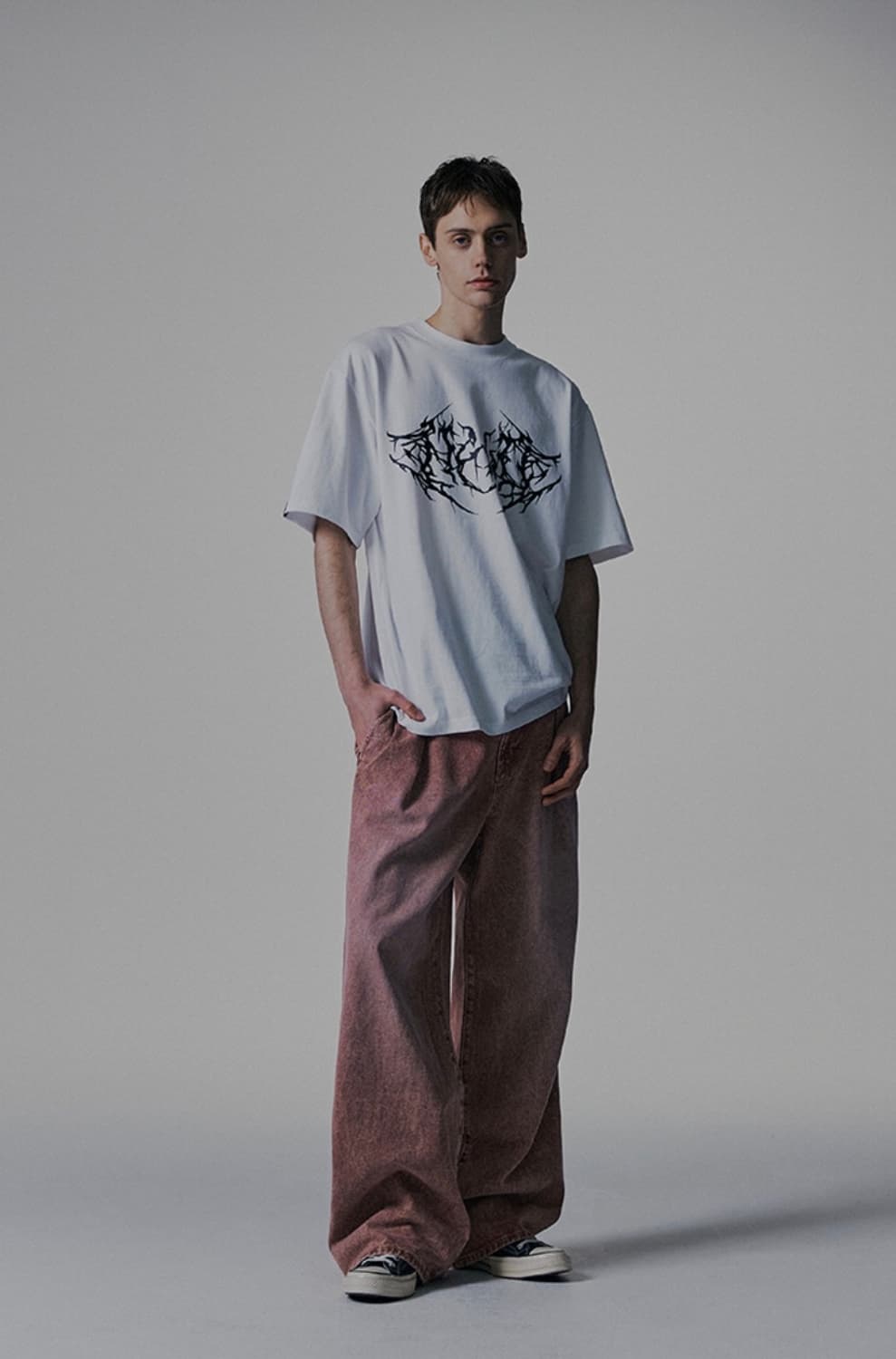 낫포너드 원턱 와이드 데님팬츠 워시드 핑크 상품이미지7