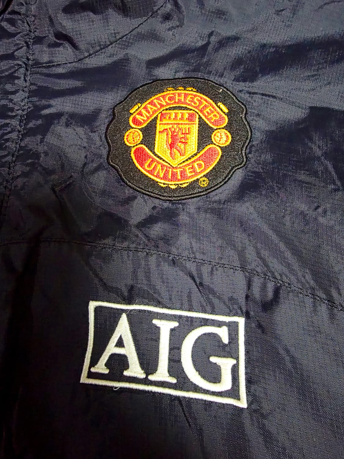 [나이키] 블록코어 근본 맨유 AIG 스폰서 올블랙 후드 바람막이 실측L 상품이미지4