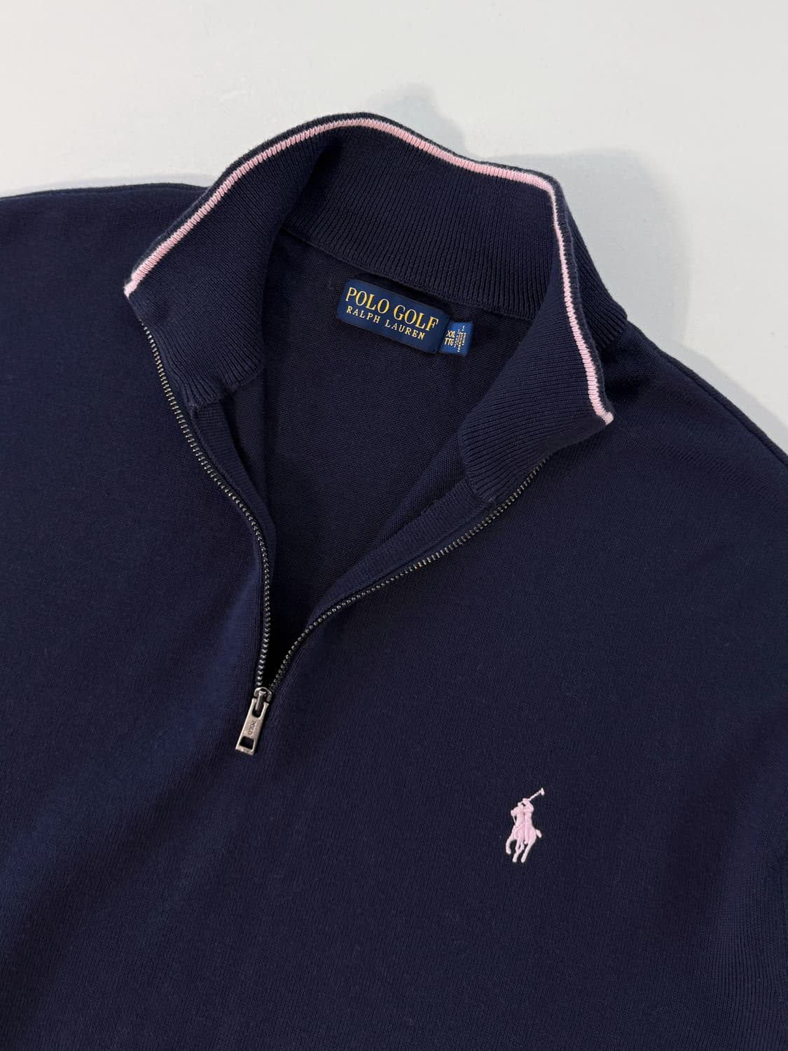 폴로 랄프로렌 오버핏 딥네이비 피마코튼 하프집 니트 상품이미지4