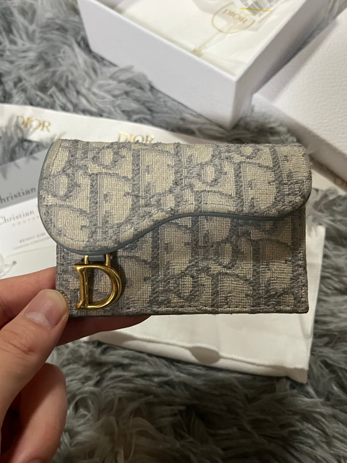 디올 새들 카드지갑 그레이 풀박스 상품이미지2