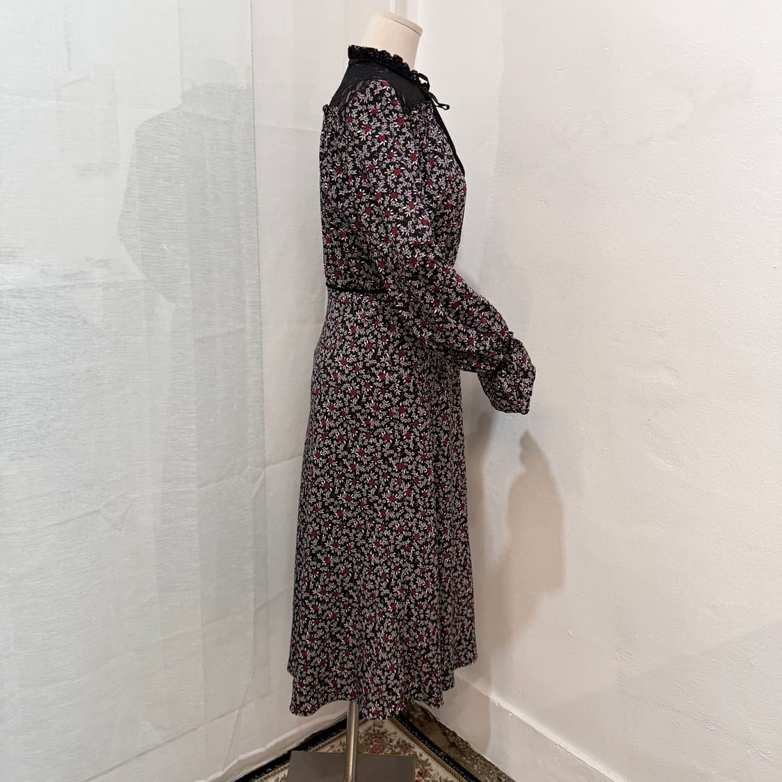 (S)미쏘 벨벳 시스루 꽃무늬 플라워 롱원피스 롱드레스 3739 상품이미지4