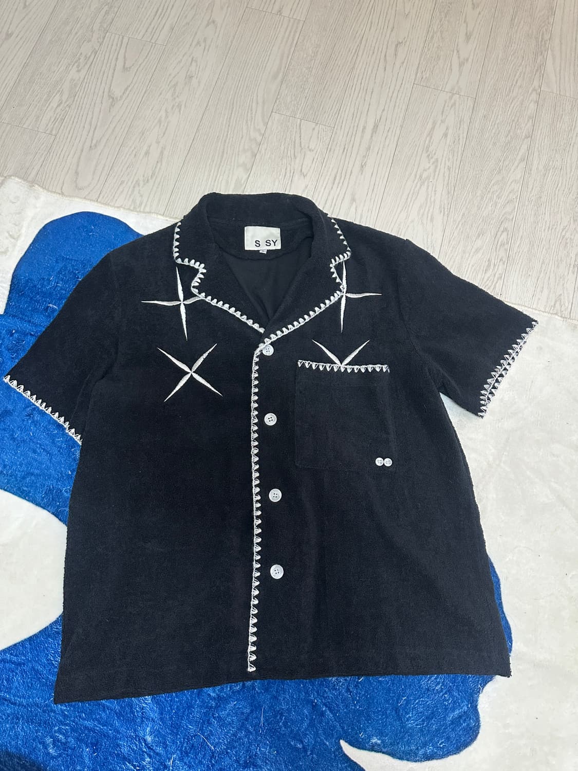 S SY 테리 반팔 셔츠 L 블랙 상품이미지2
