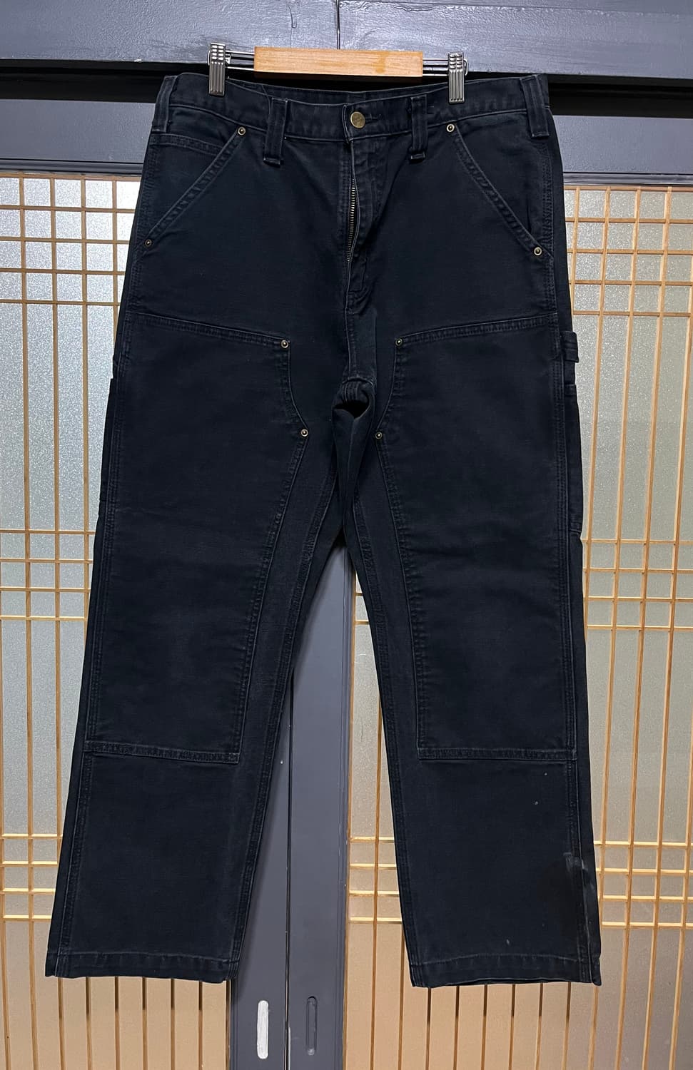 35in)칼하트 빈티지 더블니 팬츠 b13 블랙 상품이미지1