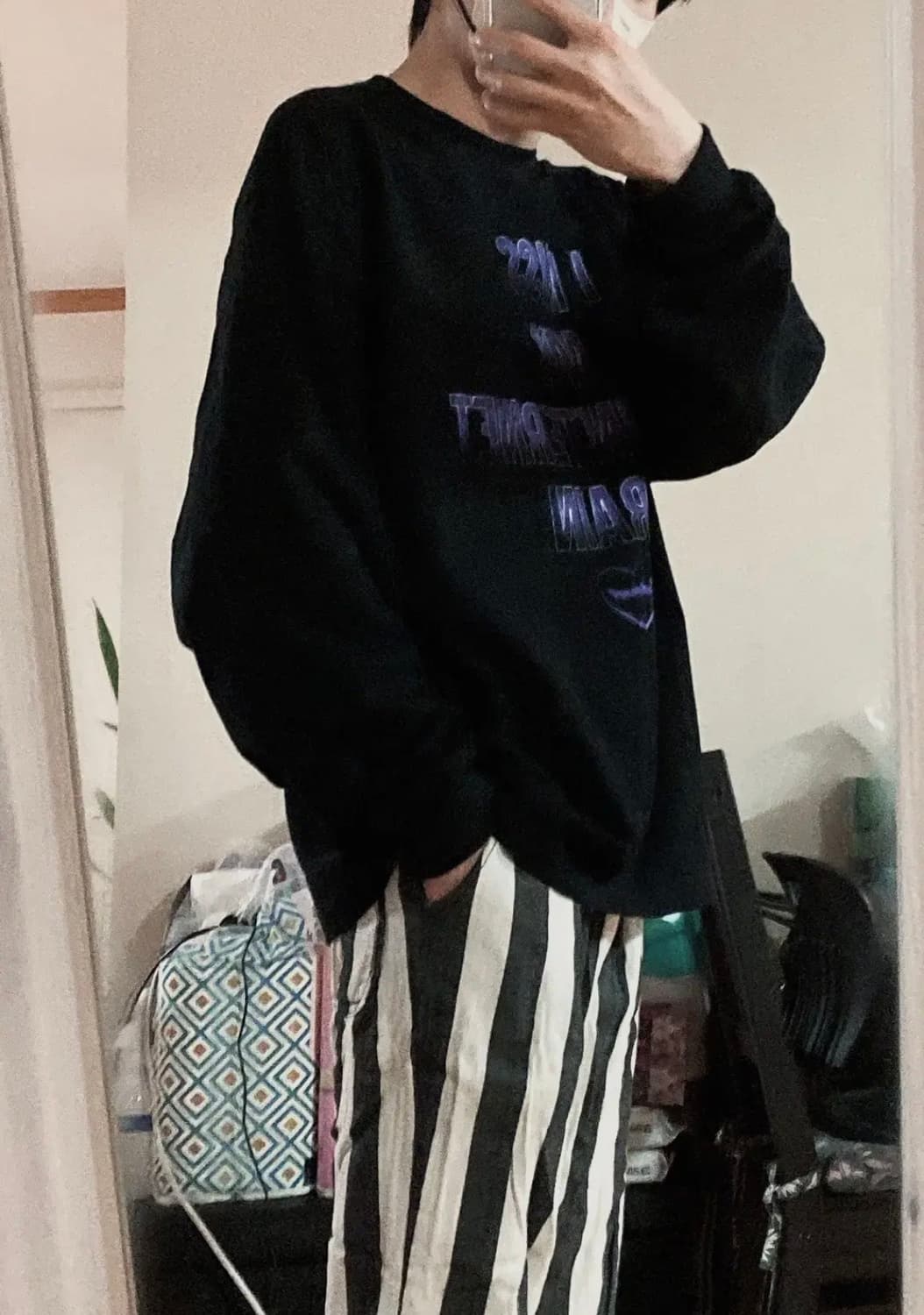 비바스튜디오 - 롱 슬리브 티셔츠 (블랙/M) 상품이미지6