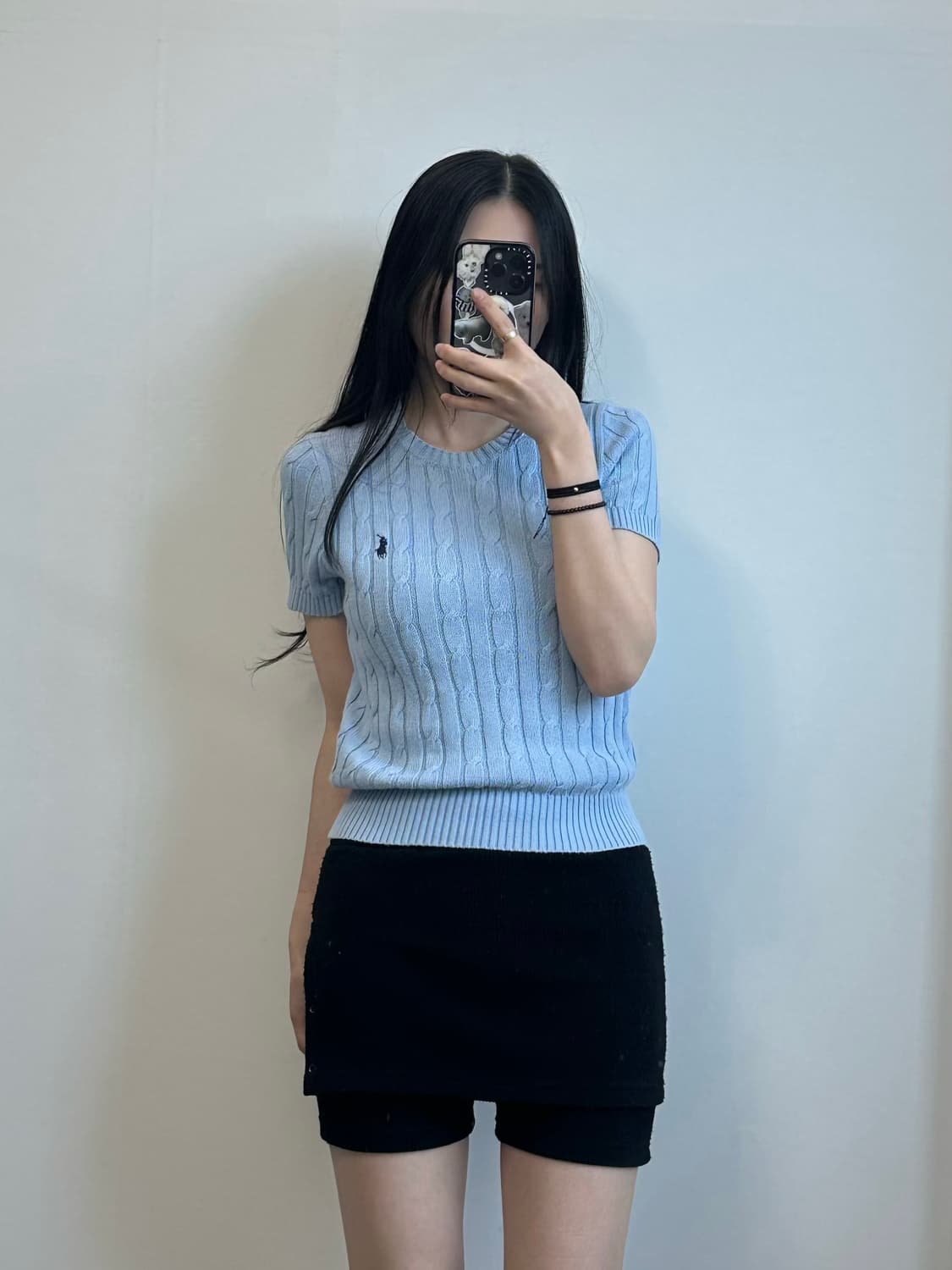 폴로 랄프로렌 신형 스카이블루 반팔 꽈배기 니트 상품이미지1