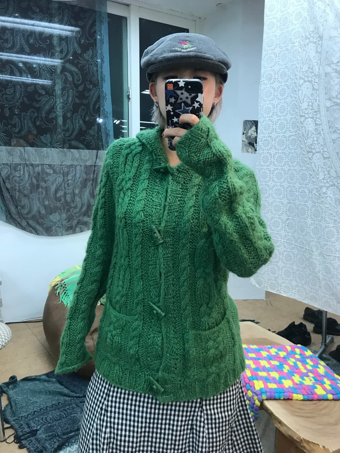 베네통 여성 케이블 떡볶이단추 니트 가디건  상품이미지2