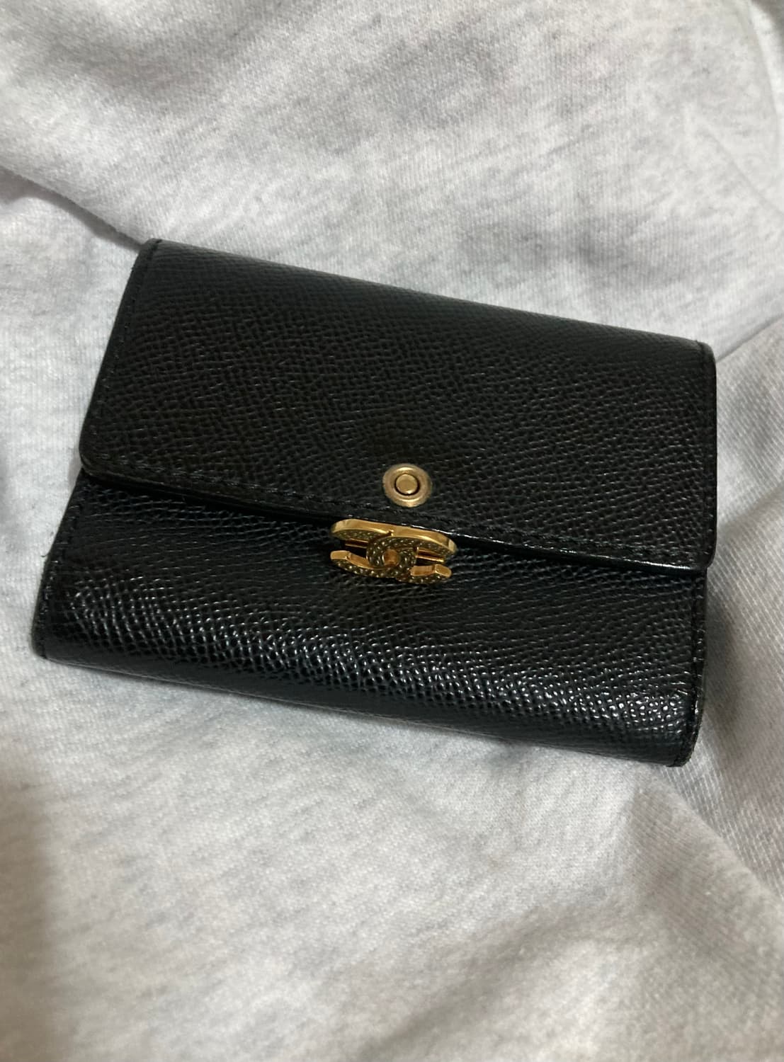 정품 빈티지 샤넬 블랙 반지갑 금장 로고 상품이미지3