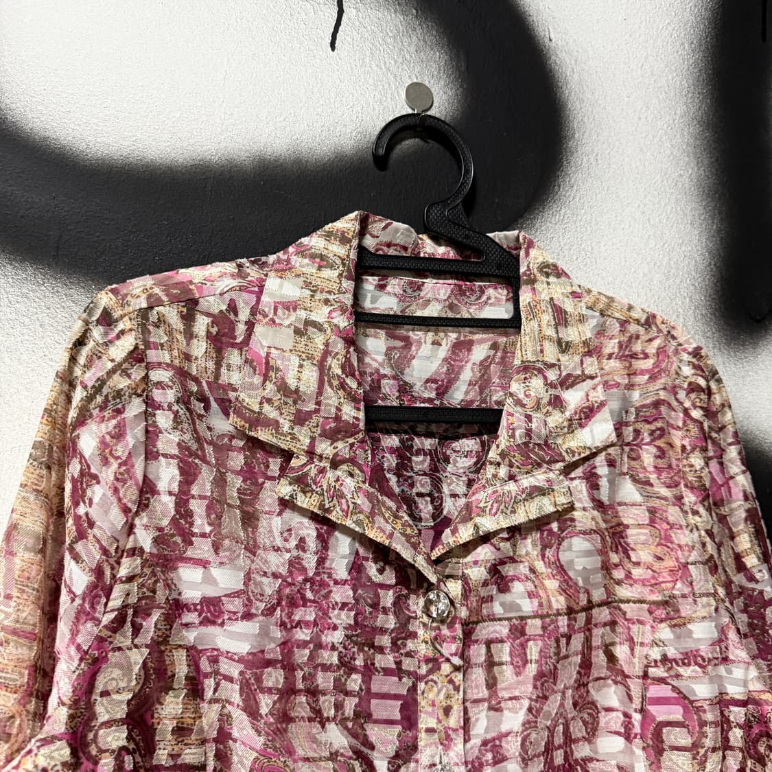 VTG 빈티지 러블리 오리엔탈 핑크 패턴 셔츠 자켓 상품이미지3