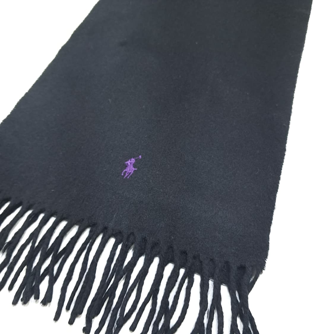 MX398 폴로 랄프 로렌 블랙 & 퍼플 포니 프린지 머플러 상품이미지3