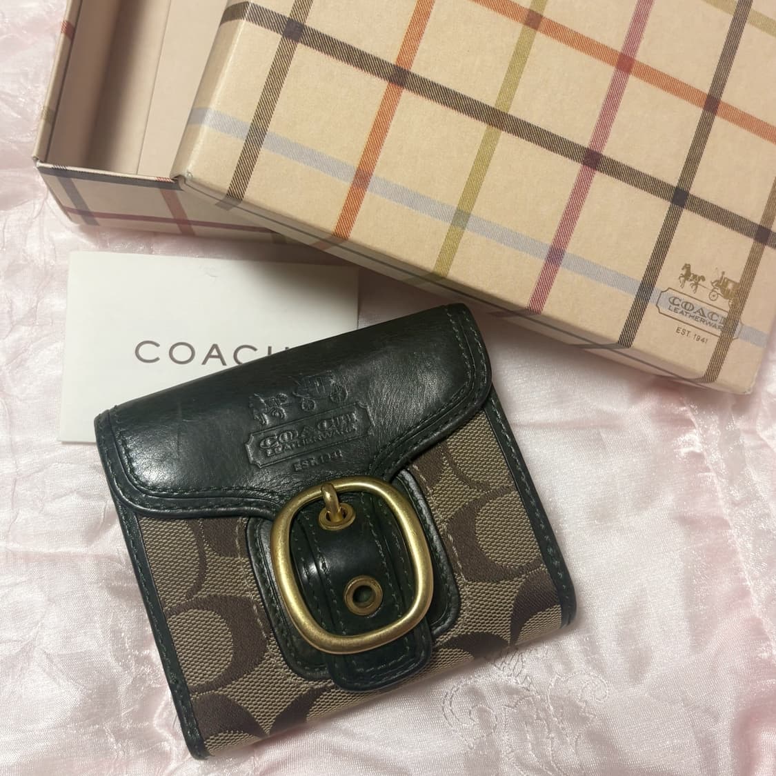 코치 정품 핀터깔 체크 포인트 키치무드  반지갑  상품이미지1