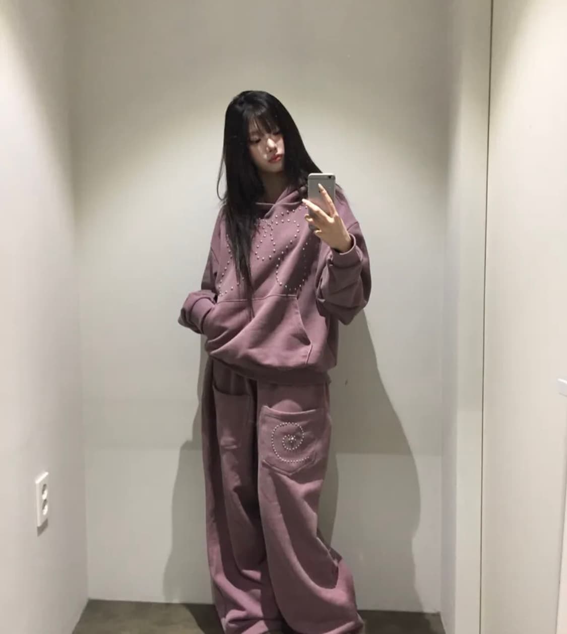 미레코 SYMBOL STUD PIGMENT 후드&바지 PINK 상품이미지1