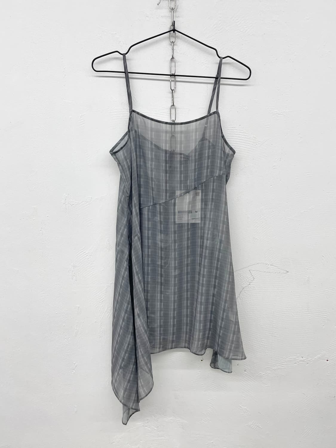 인사일런스 우먼 체크 레이어드 언발 원피스 상품이미지4