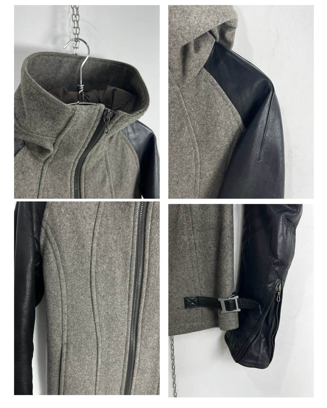 어태치먼트 (Attachment) 레더암 하이넥 멜톤 울 자켓 상품이미지7