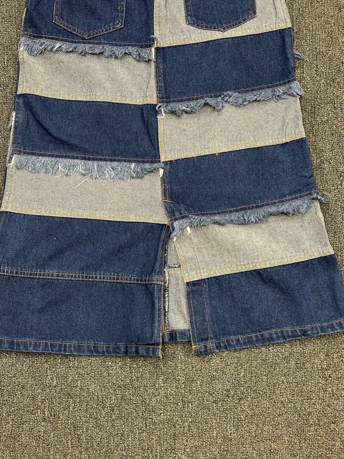 160)Japanese vintage 프린지 패치워크 데님 스커트 상품이미지5
