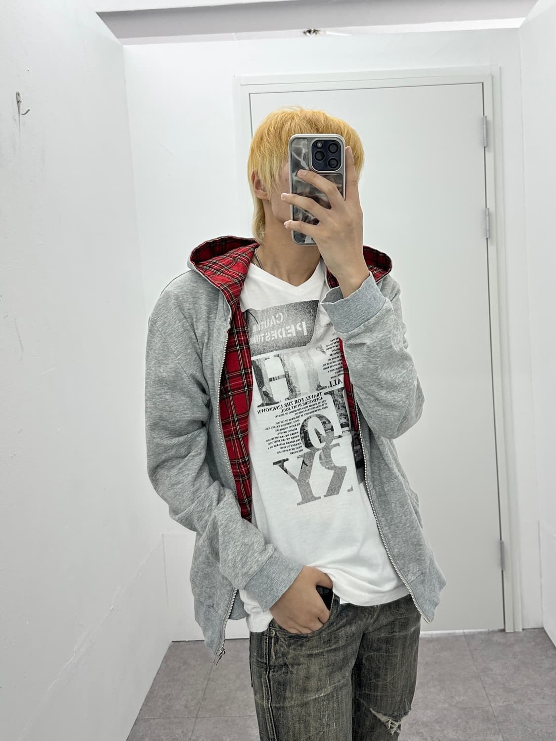 BOYCOTT red check detail hood  상품이미지3