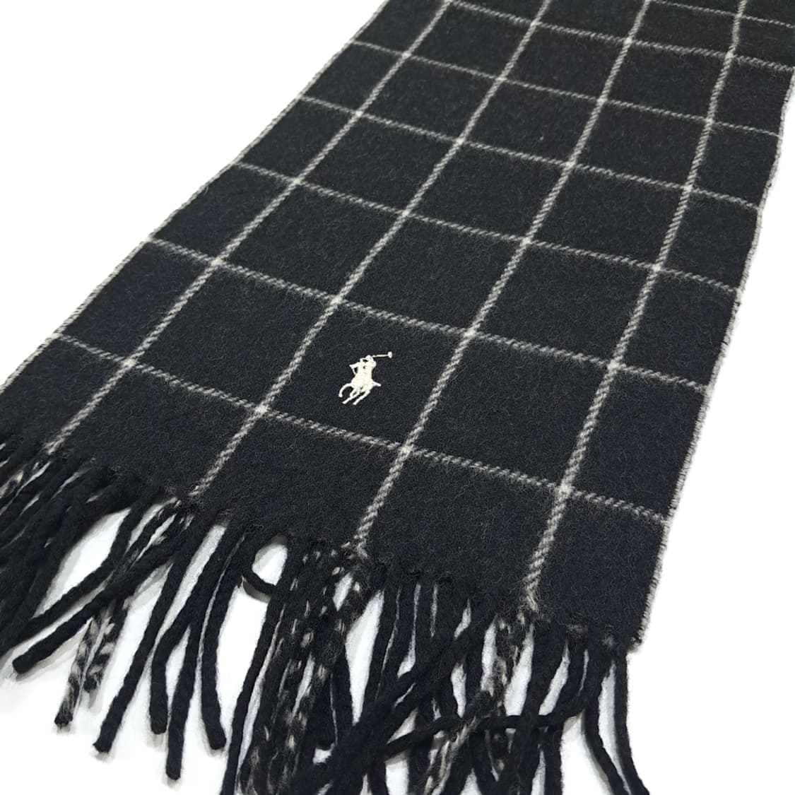 MX485 폴로 90s 이태리판 램스울 양면 네이비 머플러 목도리 상품이미지3