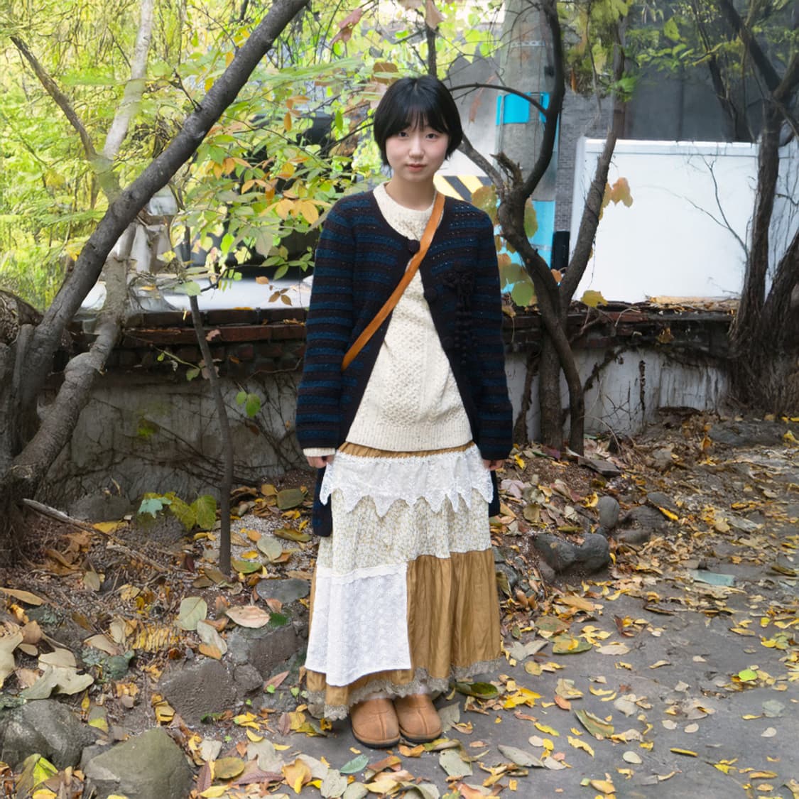 카라멜 크림 패치 스커트 상품이미지2